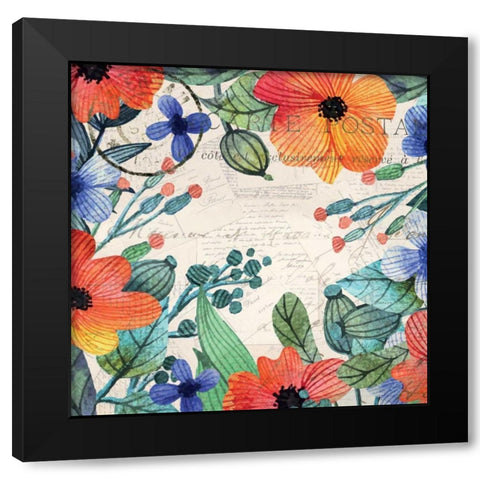 Spring Carte Postale 1 Black Modern Wood Framed Art Print with Double Matting by Allen, Kimberly