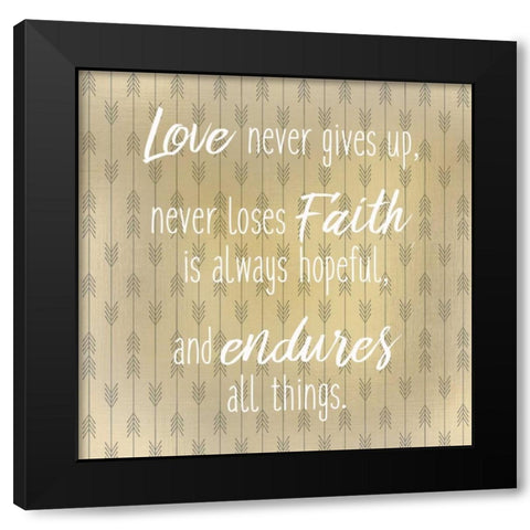 Love Never Gives Up Black Modern Wood Framed Art Print with Double Matting by Allen, Kimberly