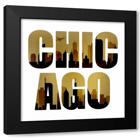 Golden Chicago Square Black Modern Wood Framed Art Print by Allen, Kimberly