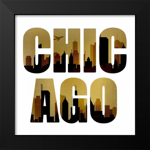 Golden Chicago Square Black Modern Wood Framed Art Print by Allen, Kimberly