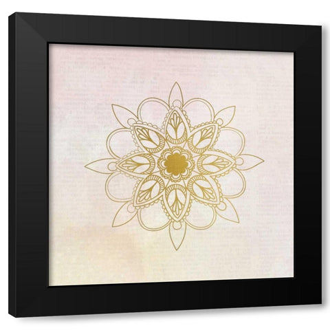 Newspaper Mandala 1 Black Modern Wood Framed Art Print with Double Matting by Allen, Kimberly
