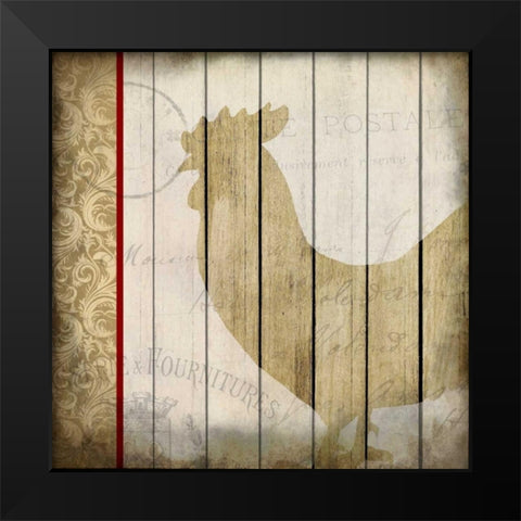Damask Rooster 1 Black Modern Wood Framed Art Print by Allen, Kimberly