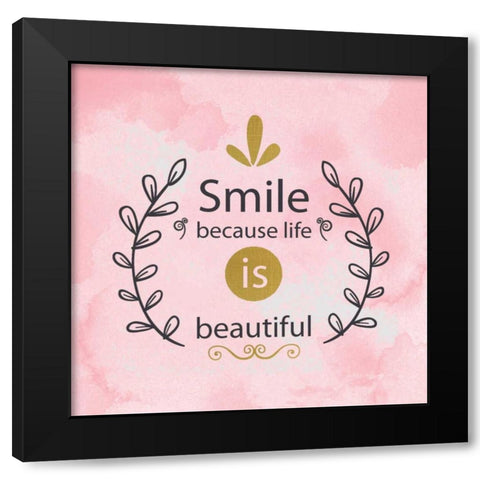 LIfe is Beautiful Black Modern Wood Framed Art Print by Allen, Kimberly