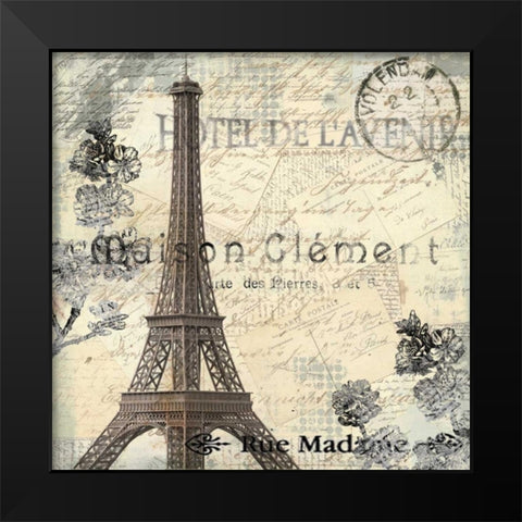 Paris Carte Postale 1 Black Modern Wood Framed Art Print by Allen, Kimberly