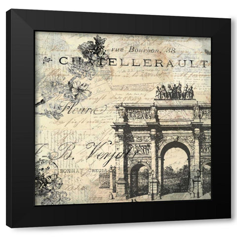 Paris Carte Postale 2 Black Modern Wood Framed Art Print by Allen, Kimberly