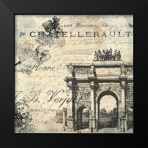 Paris Carte Postale 2 Black Modern Wood Framed Art Print by Allen, Kimberly