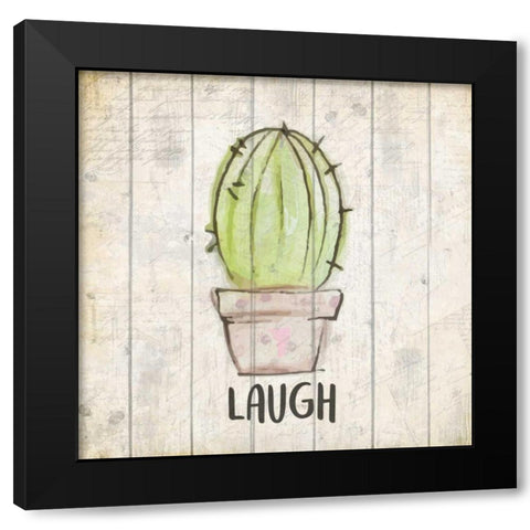 Watercolor Cactus Laugh Black Modern Wood Framed Art Print with Double Matting by Allen, Kimberly