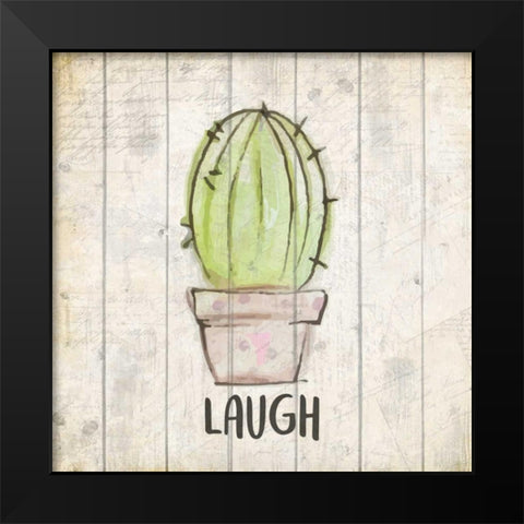 Watercolor Cactus Laugh Black Modern Wood Framed Art Print by Allen, Kimberly