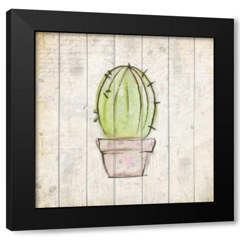 Watercolor Cactus 1 Black Modern Wood Framed Art Print with Double Matting by Allen, Kimberly
