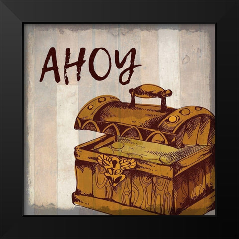 Pirate B Black Modern Wood Framed Art Print by Kimberly, Allen