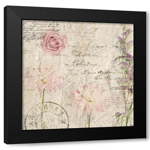Carte Postal Florals 2 Black Modern Wood Framed Art Print with Double Matting by Allen, Kimberly