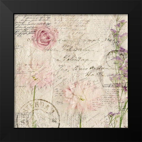 Carte Postal Florals 2 Black Modern Wood Framed Art Print by Allen, Kimberly