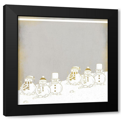 Snowmen in a Row Black Modern Wood Framed Art Print by Kimberly, Allen