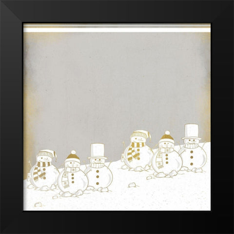 Snowmen in a Row Black Modern Wood Framed Art Print by Kimberly, Allen