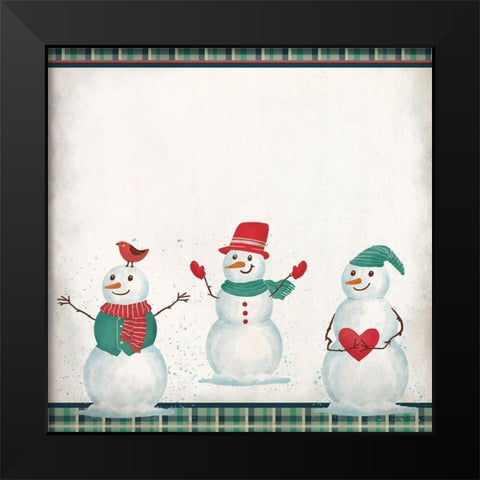 Hometown Snowmen Black Modern Wood Framed Art Print by Kimberly, Allen