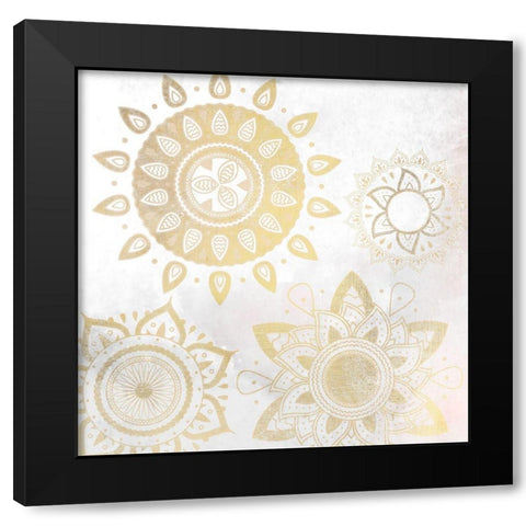 Mandala Golden 1 Black Modern Wood Framed Art Print by Kimberly, Allen
