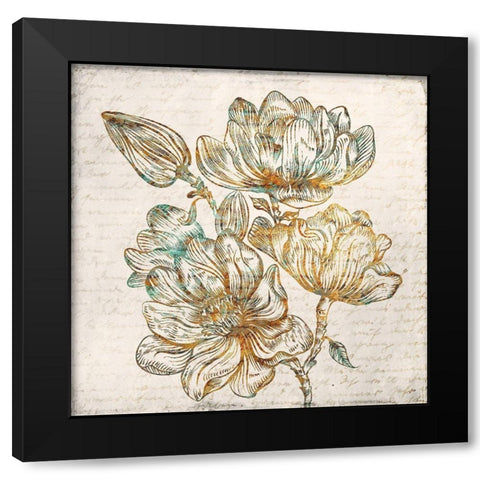 Floral Notes 1 Black Modern Wood Framed Art Print with Double Matting by Kimberly, Allen