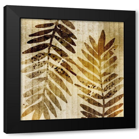 Bamboo Leaves 2 Black Modern Wood Framed Art Print with Double Matting by Kimberly, Allen