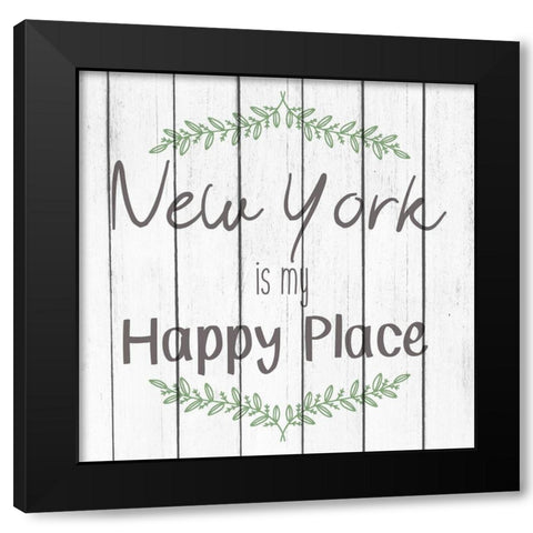 My Happy Place NY Black Modern Wood Framed Art Print with Double Matting by Kimberly, Allen