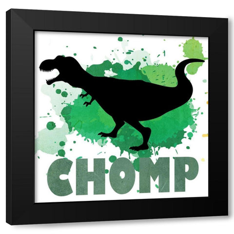 Dino Chomp Black Modern Wood Framed Art Print with Double Matting by Kimberly, Allen
