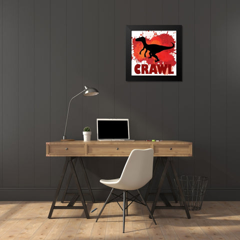 Dino Crawl Black Modern Wood Framed Art Print by Kimberly, Allen