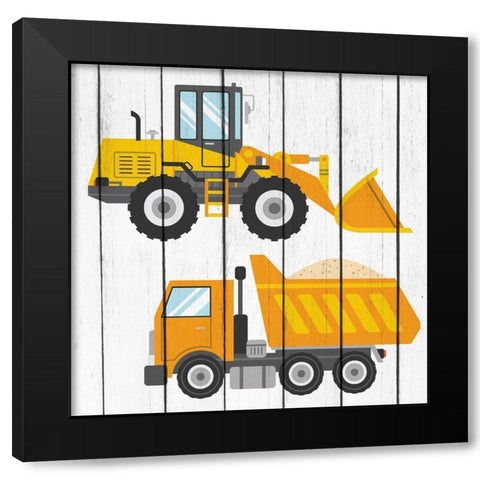 Tractor and Trucks 1 Black Modern Wood Framed Art Print with Double Matting by Kimberly, Allen