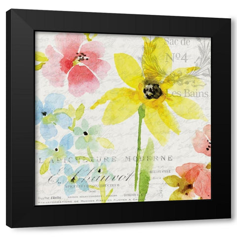 French Floral 1 Black Modern Wood Framed Art Print by Allen, Kimberly
