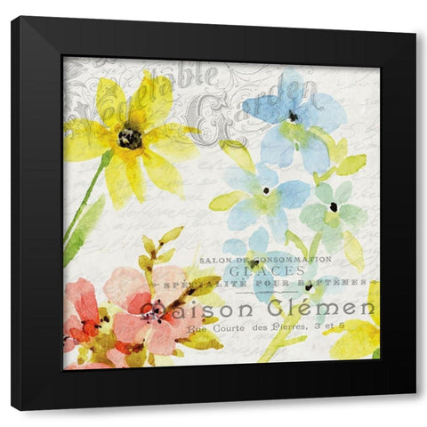 French Floral 2 Black Modern Wood Framed Art Print with Double Matting by Allen, Kimberly