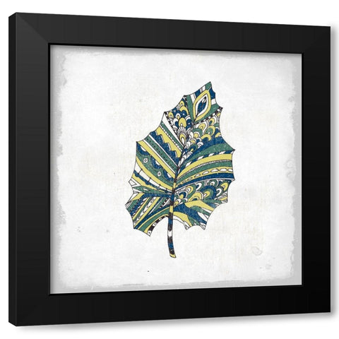 Henna Leaves 2 Black Modern Wood Framed Art Print by Kimberly, Allen