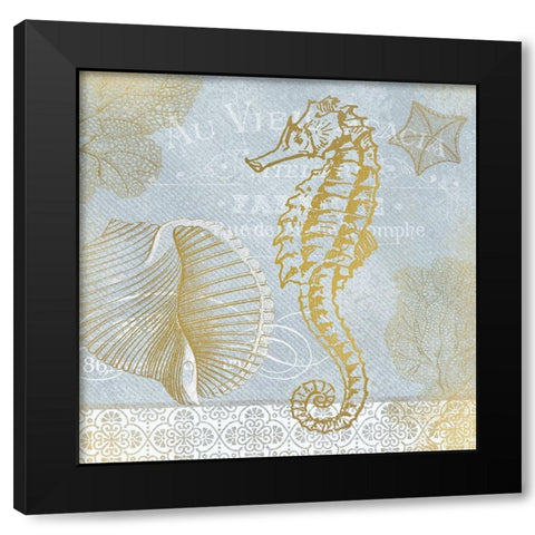 Azure Coastal Calm 1 Black Modern Wood Framed Art Print with Double Matting by Kimberly, Allen