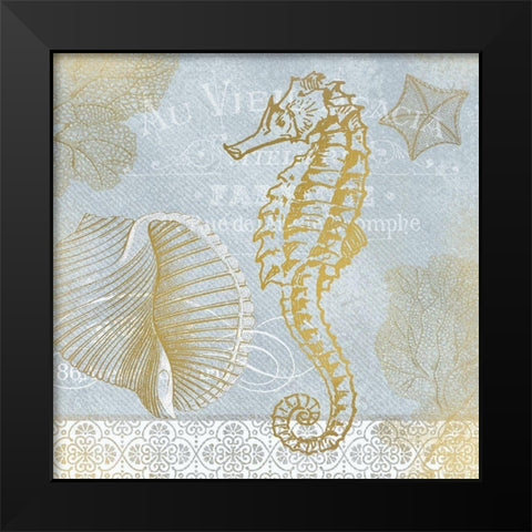 Azure Coastal Calm 1 Black Modern Wood Framed Art Print by Kimberly, Allen