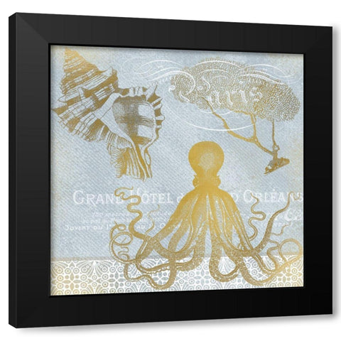 Azure Coastal Calm 2 Black Modern Wood Framed Art Print with Double Matting by Kimberly, Allen