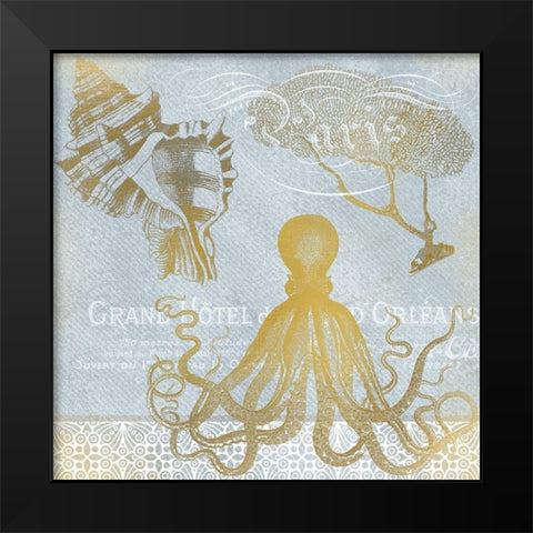 Azure Coastal Calm 2 Black Modern Wood Framed Art Print by Kimberly, Allen