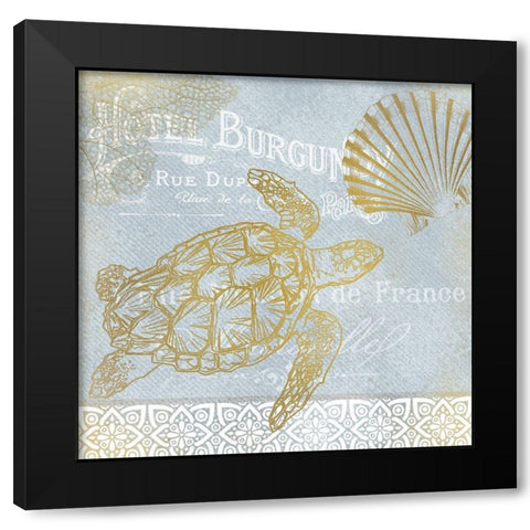 Azure Coastal Calm 3 Black Modern Wood Framed Art Print with Double Matting by Kimberly, Allen