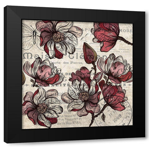Magnolia Series 4 Black Modern Wood Framed Art Print with Double Matting by Kimberly, Allen