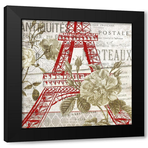 Paris Script Series 3 Black Modern Wood Framed Art Print with Double Matting by Kimberly, Allen
