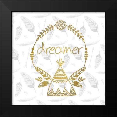 Feathered Dreamer Black Modern Wood Framed Art Print by Kimberly, Allen