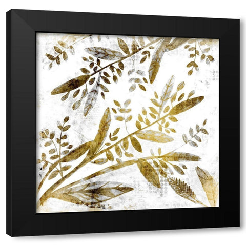 Botanical in Gold 1 Black Modern Wood Framed Art Print with Double Matting by Kimberly, Allen