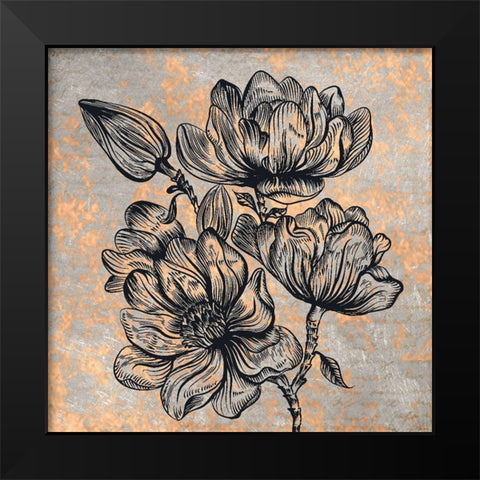 Notes on Floral 1 Black Modern Wood Framed Art Print by Kimberly, Allen