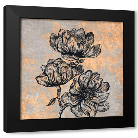 Notes on Floral 3 Black Modern Wood Framed Art Print with Double Matting by Kimberly, Allen