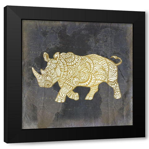 Global Animals 1 Black Modern Wood Framed Art Print by Kimberly, Allen