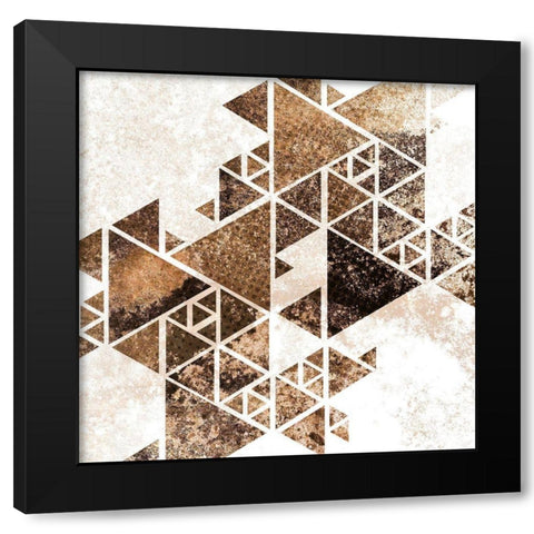 Triangles in Copper 1 Black Modern Wood Framed Art Print with Double Matting by Allen, Kimberly