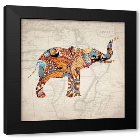Elephant Orange 3 Black Modern Wood Framed Art Print with Double Matting by Kimberly, Allen
