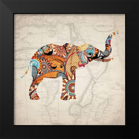 Elephant Orange 3 Black Modern Wood Framed Art Print by Kimberly, Allen