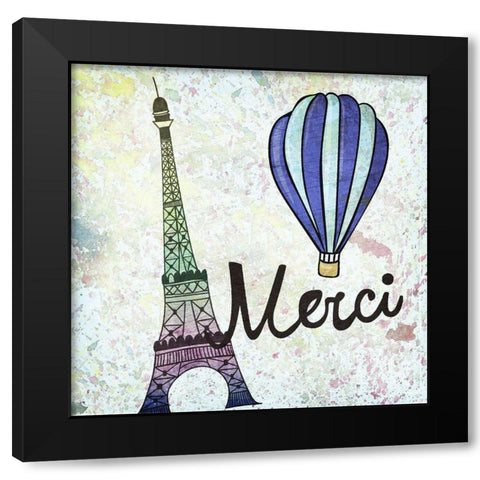 Merci 1 Black Modern Wood Framed Art Print with Double Matting by Kimberly, Allen