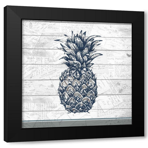 Country Pineapple 1 Black Modern Wood Framed Art Print by Kimberly, Allen
