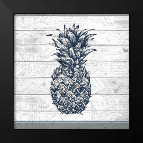Country Pineapple 1 Black Modern Wood Framed Art Print by Kimberly, Allen