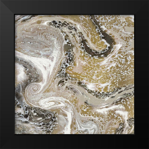 Golden Swirl 1 Black Modern Wood Framed Art Print by Kimberly, Allen