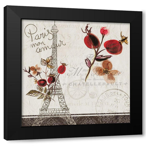 Paris Mon Amour 1 Black Modern Wood Framed Art Print with Double Matting by Kimberly, Allen