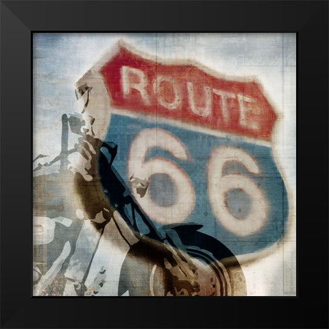 Route 66 Riding Black Modern Wood Framed Art Print by Kimberly, Allen
